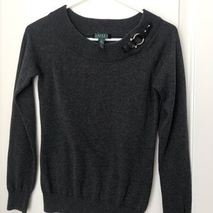 Ralph Lauren sweater, EUC, leather detail, Small